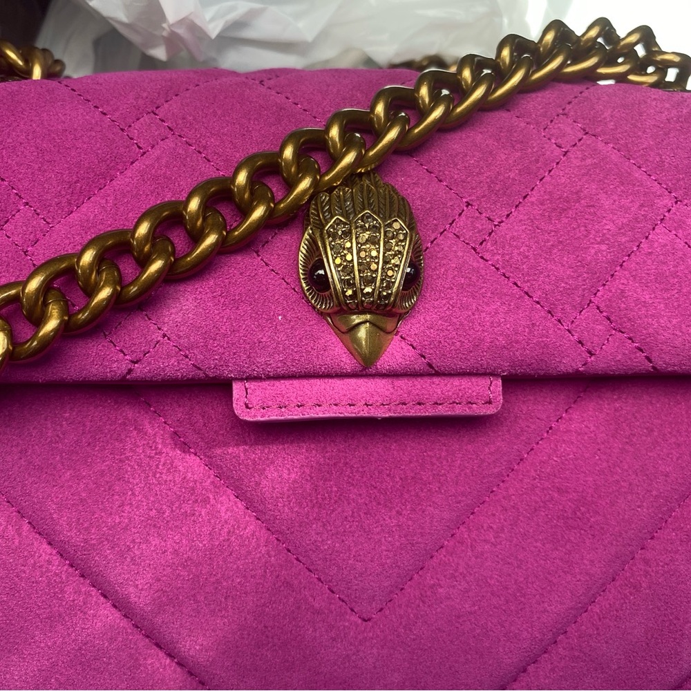 Kurt Geiger Pink Quilted Shoulder Bag with Gold Chain